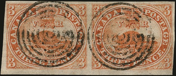 1851 3d orange-vermilion 'Beaver' on laid paper, horizontal...