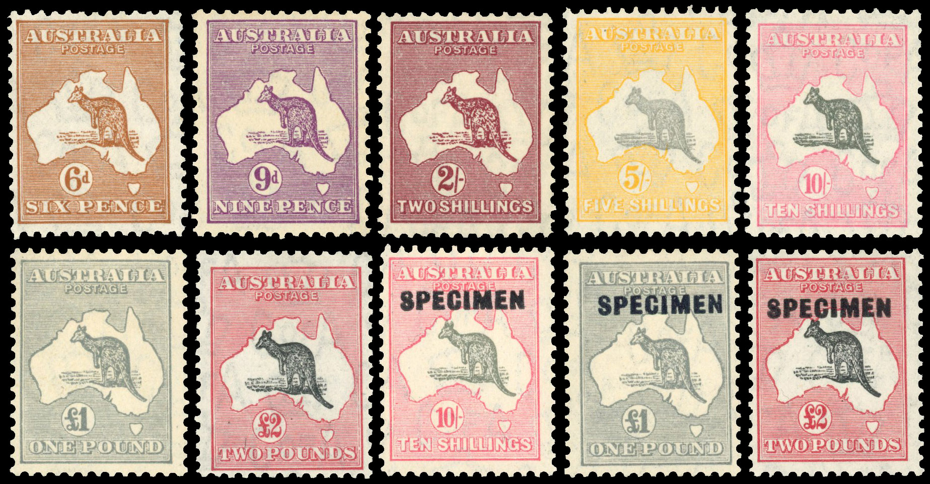 Australia SG 132/38 set of 7 to £2 mint plus Specimen set