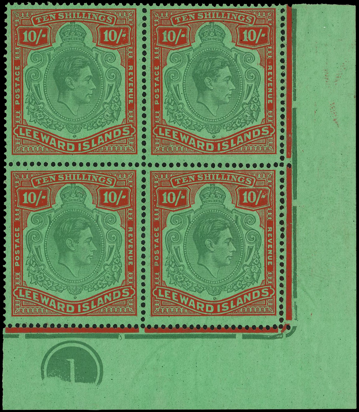 Leeward Islands SG 113b Plate block mint