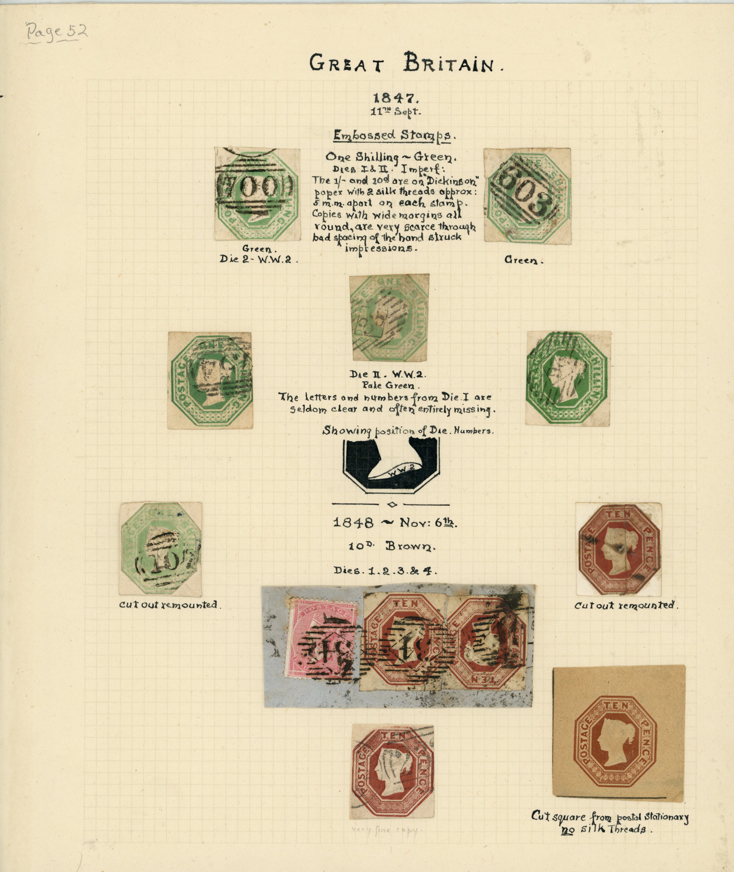 Embossed: 1847-54 6d to 1s selection arranged...