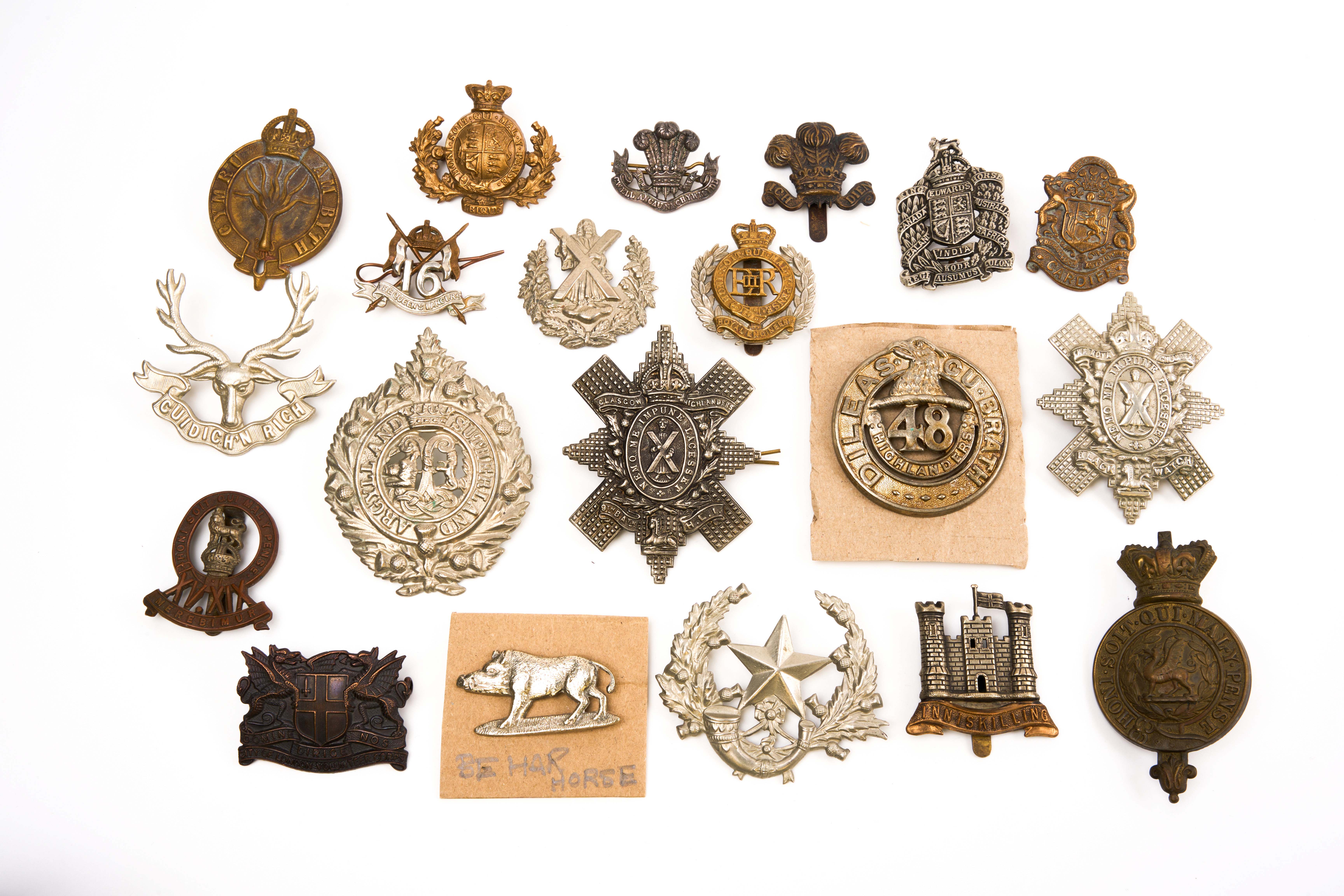 20 British and Commonwealth cap badges, loose in envelope