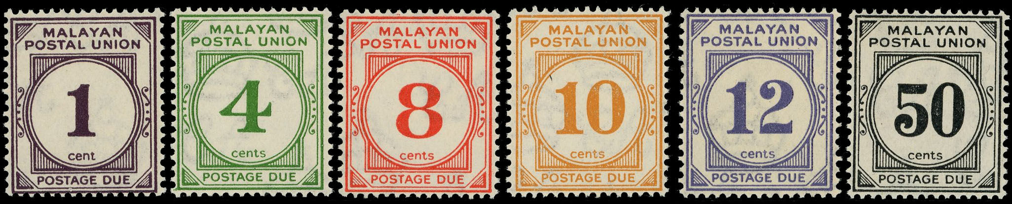 1936-8 Postage Due set of eight unmounted o.g., fresh appearance but gum quite brown.  SG D1-6,...