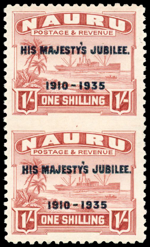 Nauru SG 43 var 1935 Silver Jubilee 1s imperforate between mint