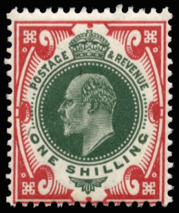 1912 1s Green & carmine. Very fine unmounted...