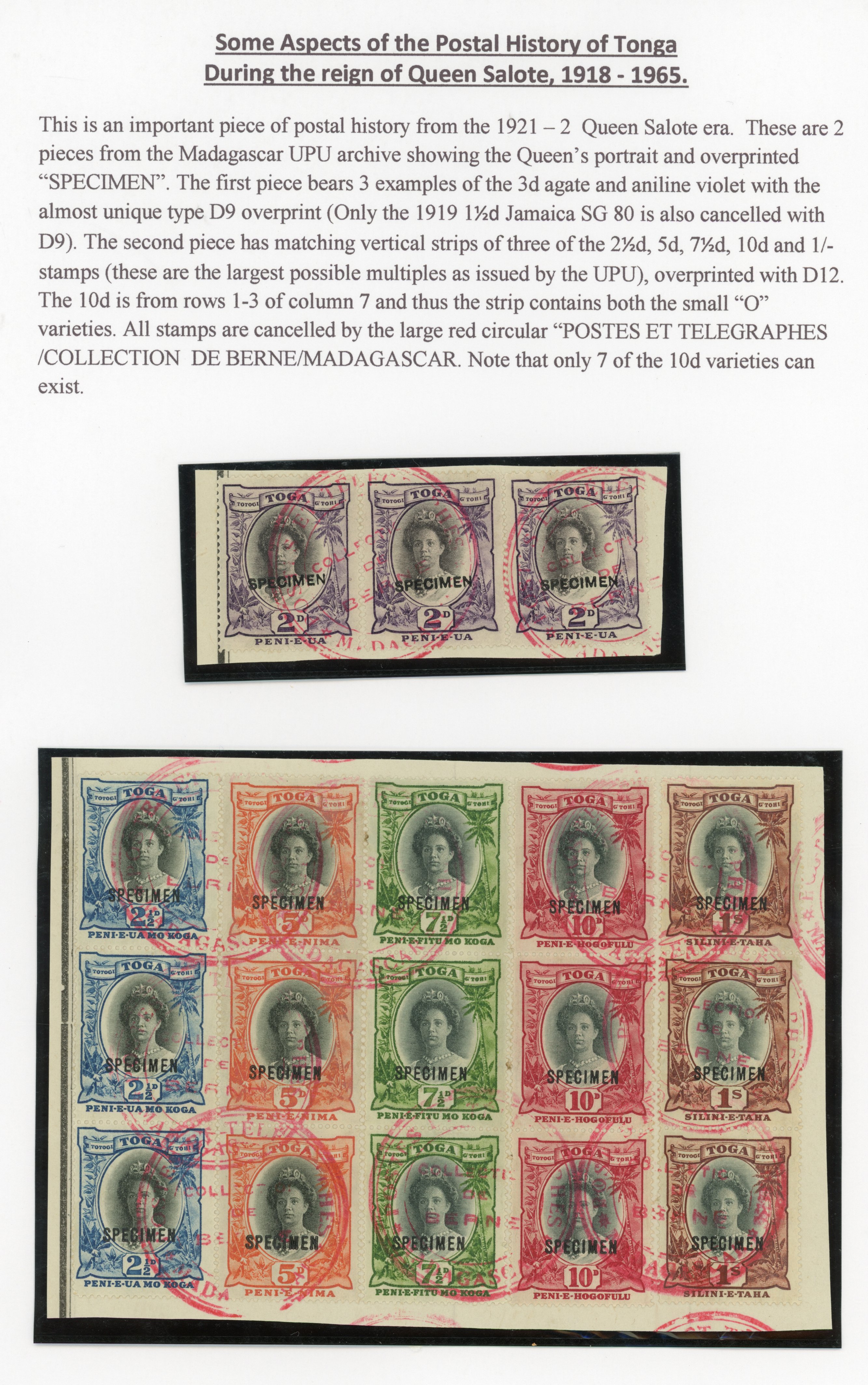 Tonga SG 57s/63s archival Specimen strips