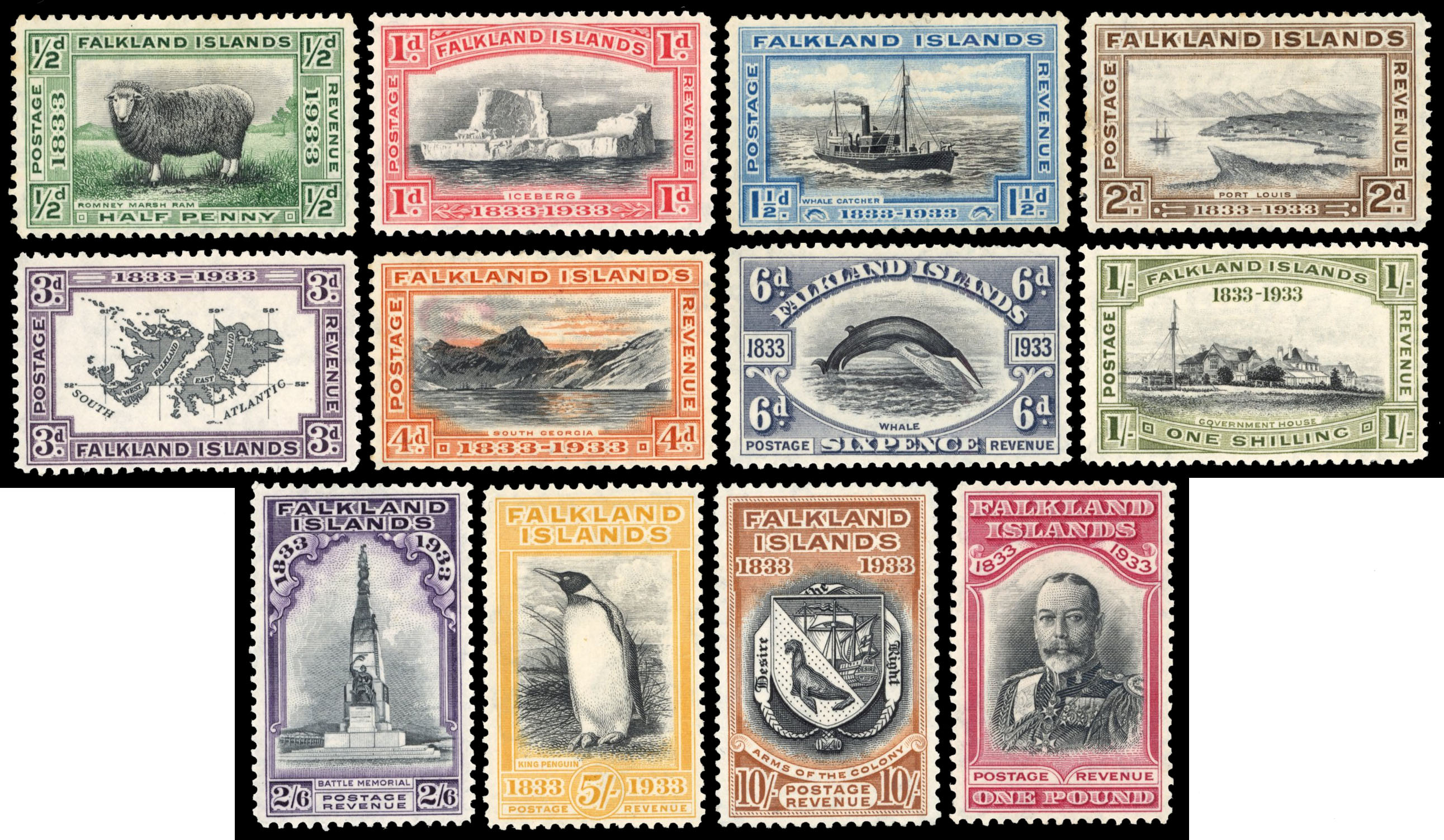 Falkland Islands SG 127-136 1933 Centenary set mint