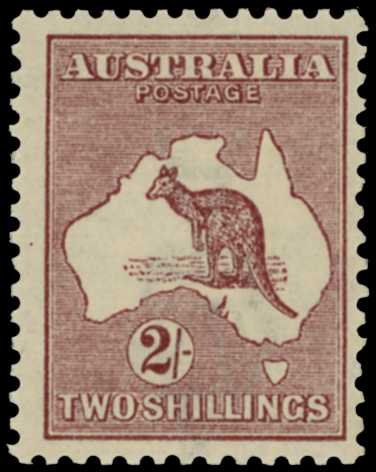 1923-24 2s maroon, wmk 6 INVERTED, large part...