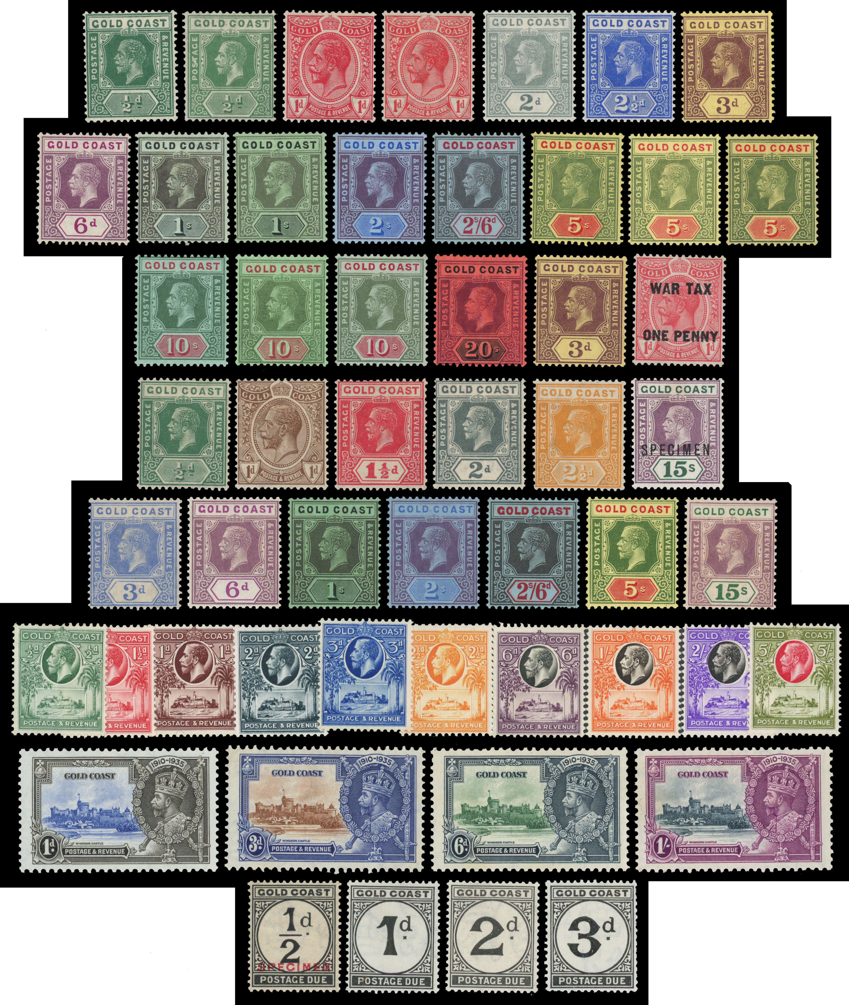 KGV range on Hagner including 1913 to 20s including extra shades/printings of 1s, 5s (2) and 10s (2), 1921 to 15s  plus 15s