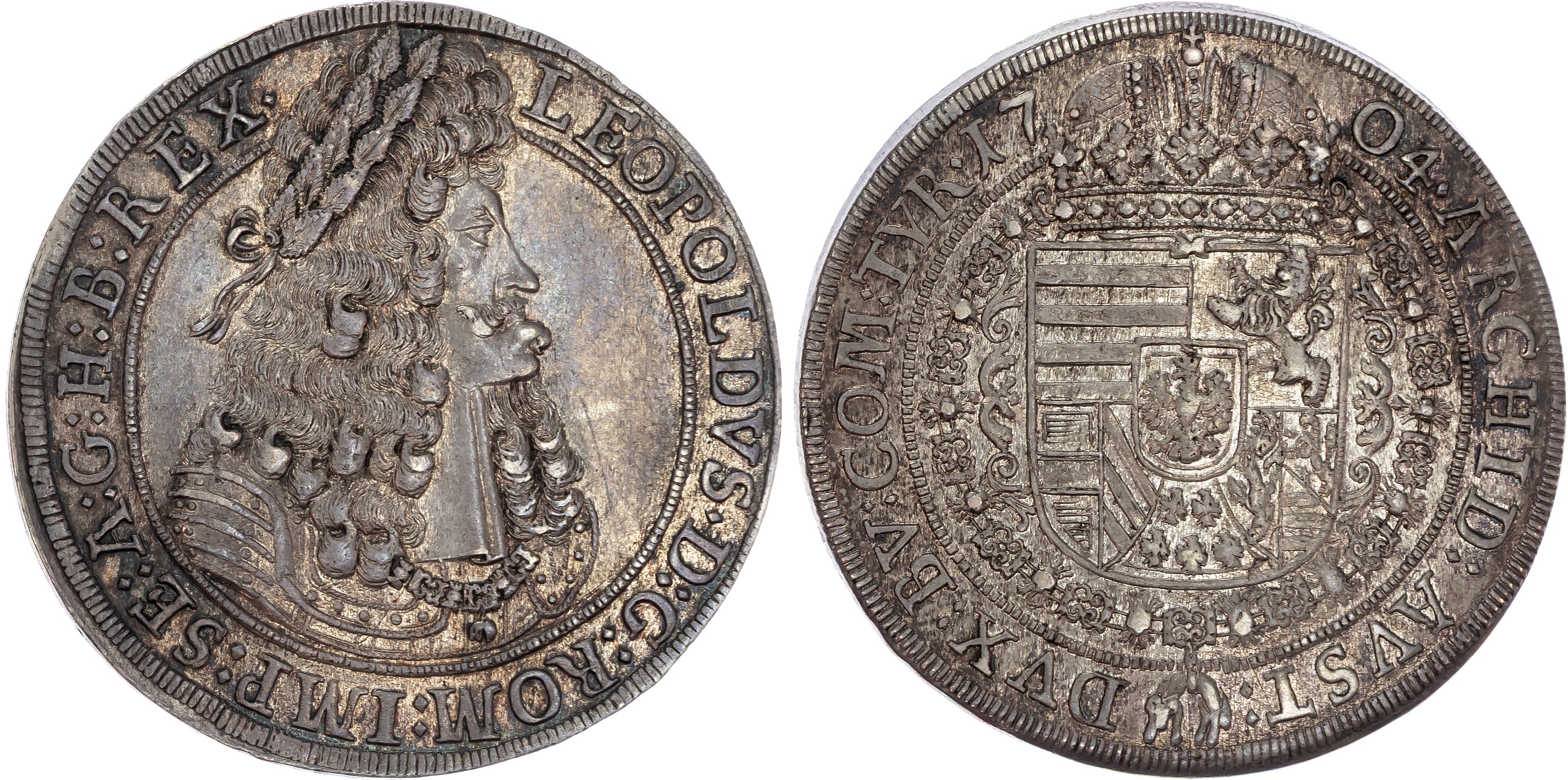 Austria , Holy Roman Empire , Leopold I (1657-1705), silver Taler, 1704, Hall, 28.97g (Dav. 1003; MT 760). Ext…