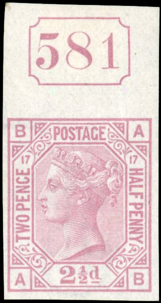 GB SG 141 1880 2½d Plate 17 imprimatur with current number
