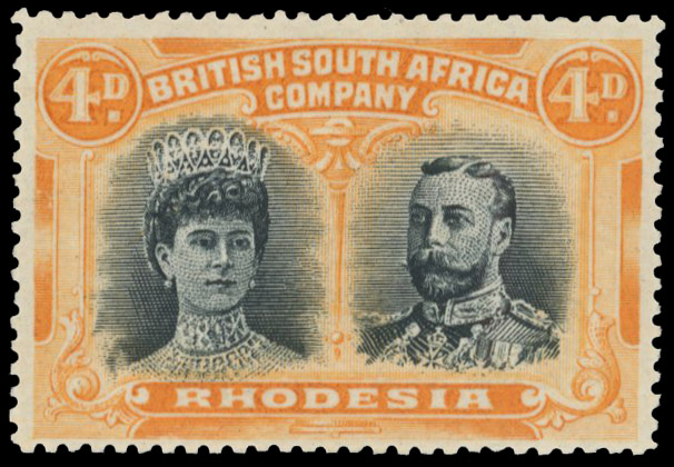 † 4d blue-black and yellow-orange RSC F, position 22 mint