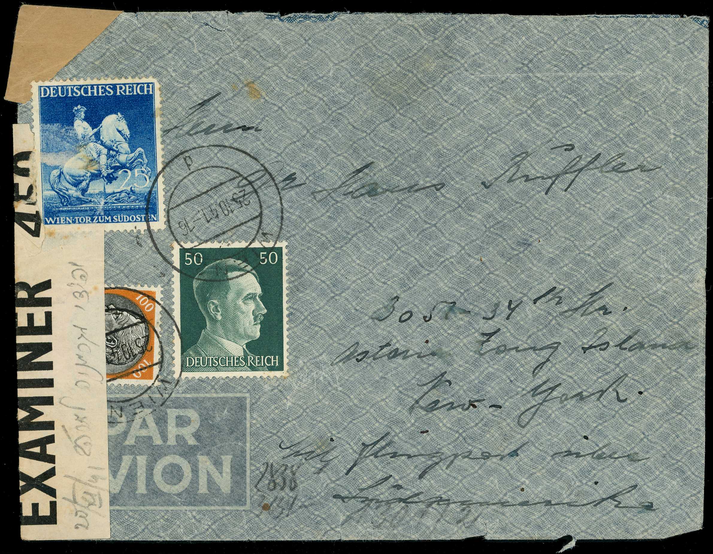 1941 Austria to USA sent via LATI from Rome...