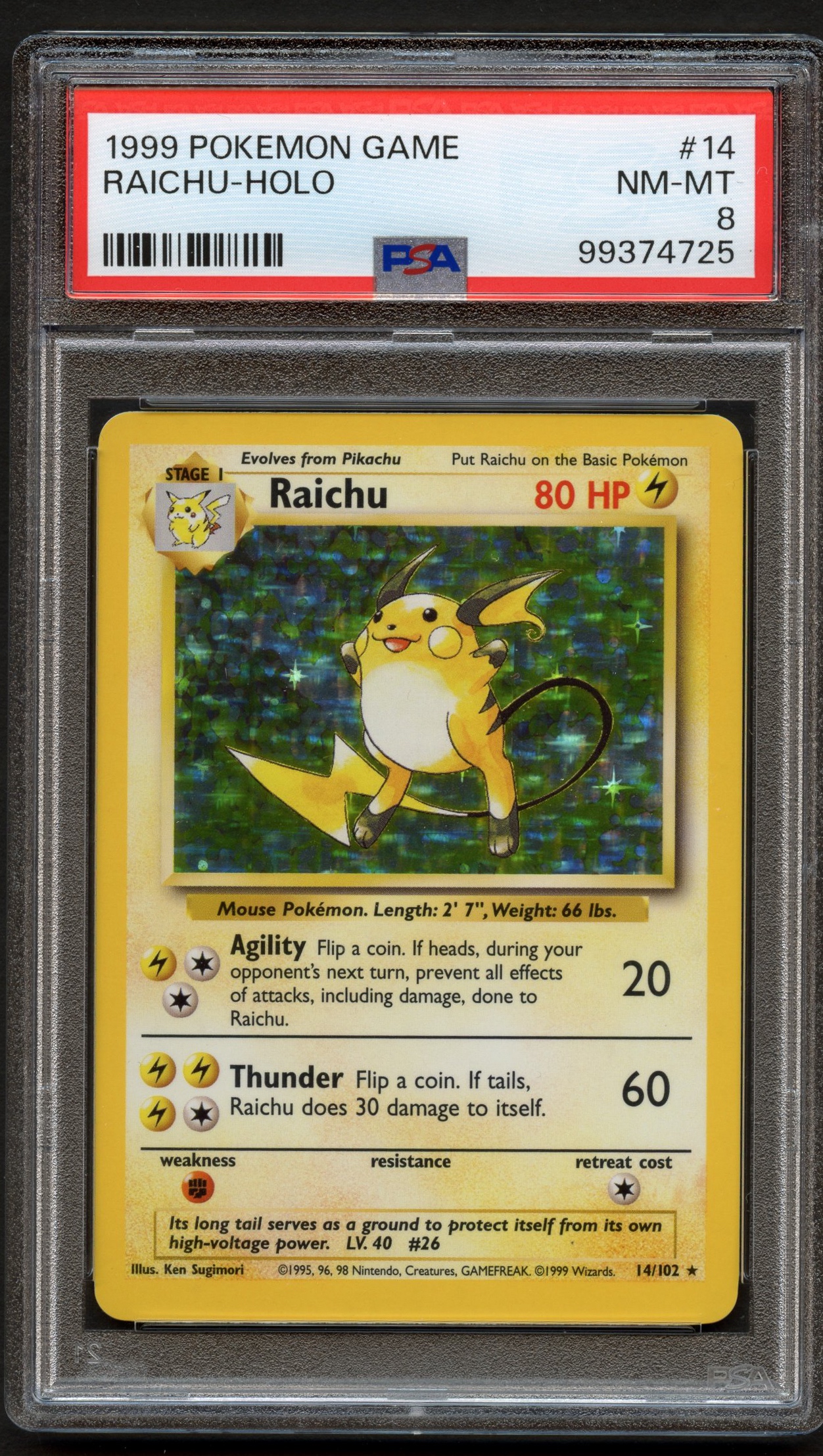 PSA 8 Raichu Holo #14 Base Set