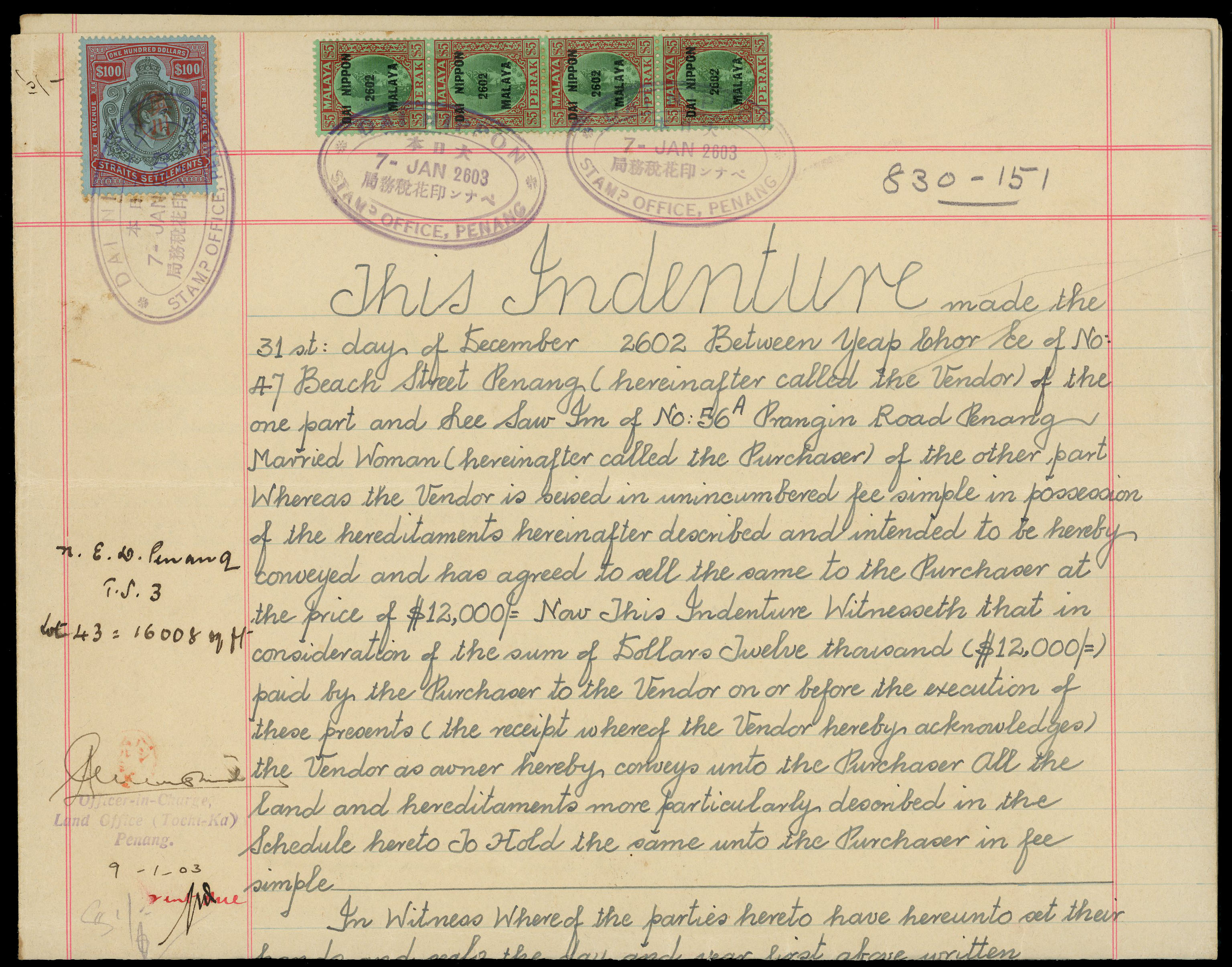MJO Revenue $100 on indenture