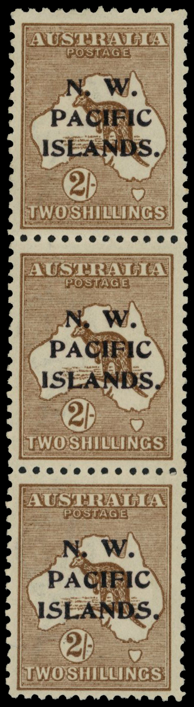 1915-16 2s brown (Die II) vertical strip of...