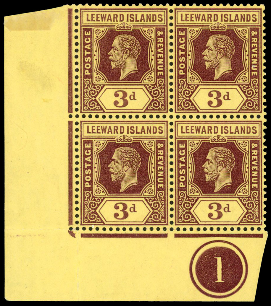 Leeward Islands SG 51a Plate block mint