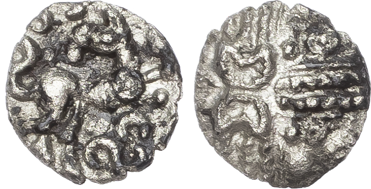 Cantiaci, Uninscribed (c. 50-20 BC) AR Unit, ‘Crossed Wreaths’ type, 0.91g. 