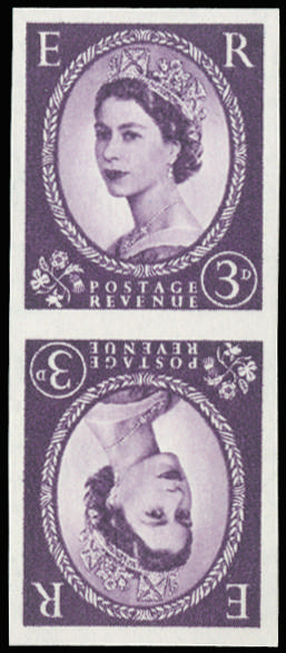 GB 1955 3d Deep lilac (Wmk. St Edwards Crown). Superb unmounted o.g. imperforate imprimatur vertical … SG545var