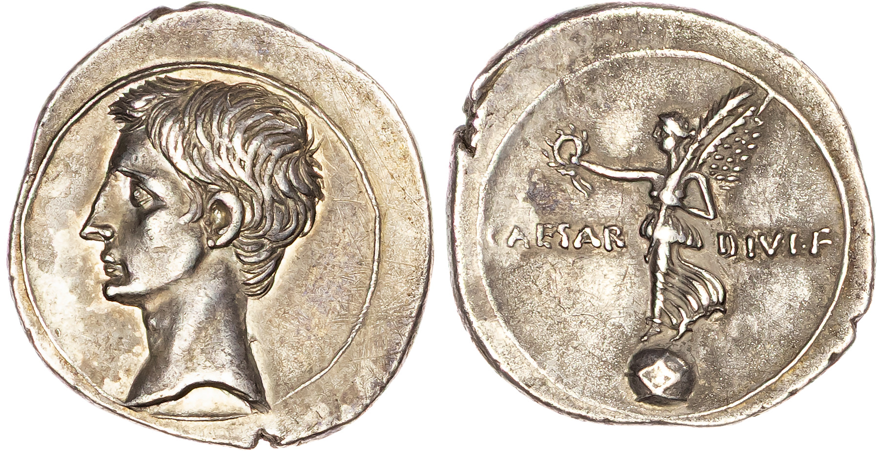 Octavian (c. 31-30 BC) AR Denarius, Italian mint, 3.85g.