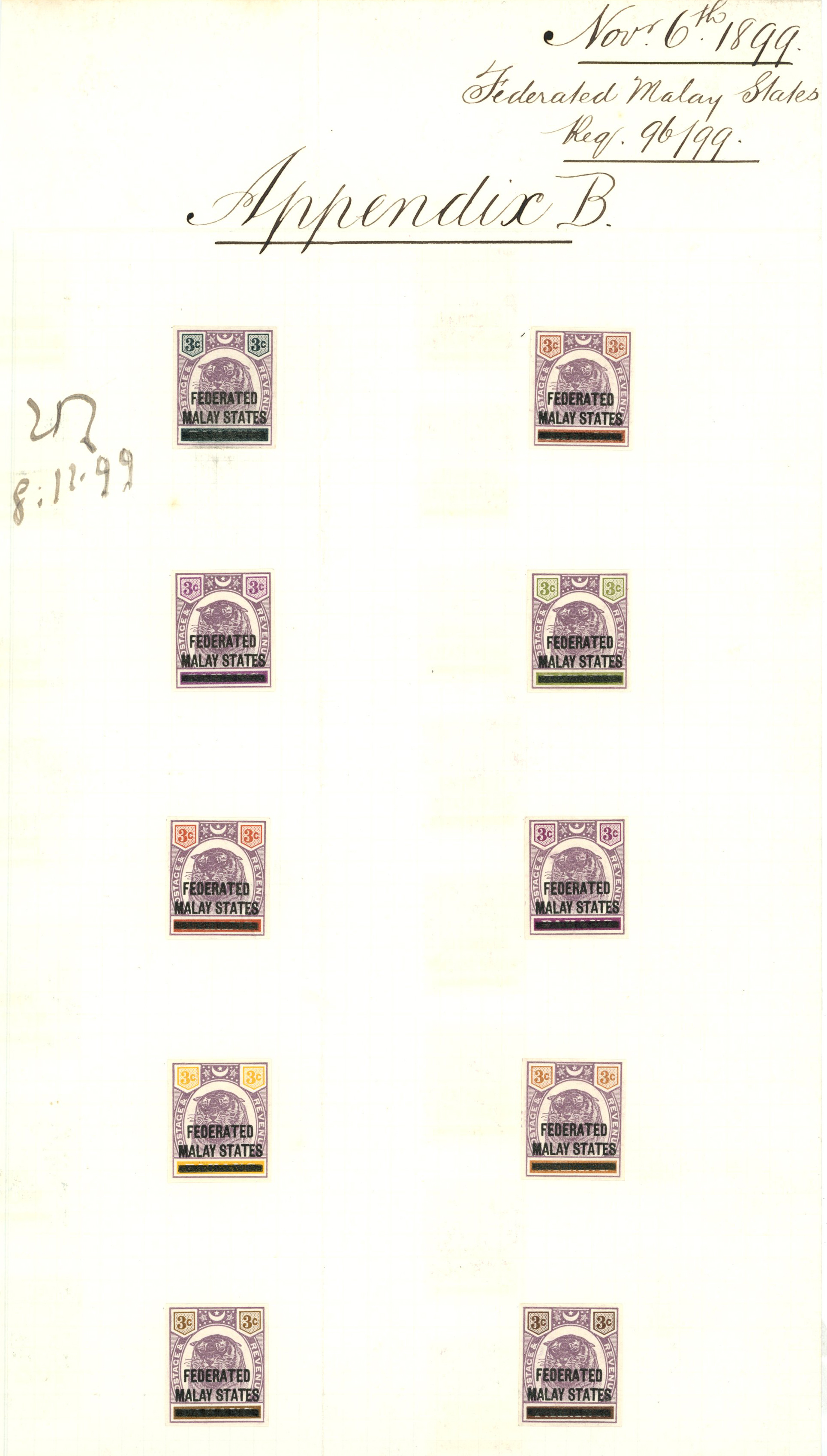 1899 (Nov 6) 'Appendix B' sheet (163x290mm)...