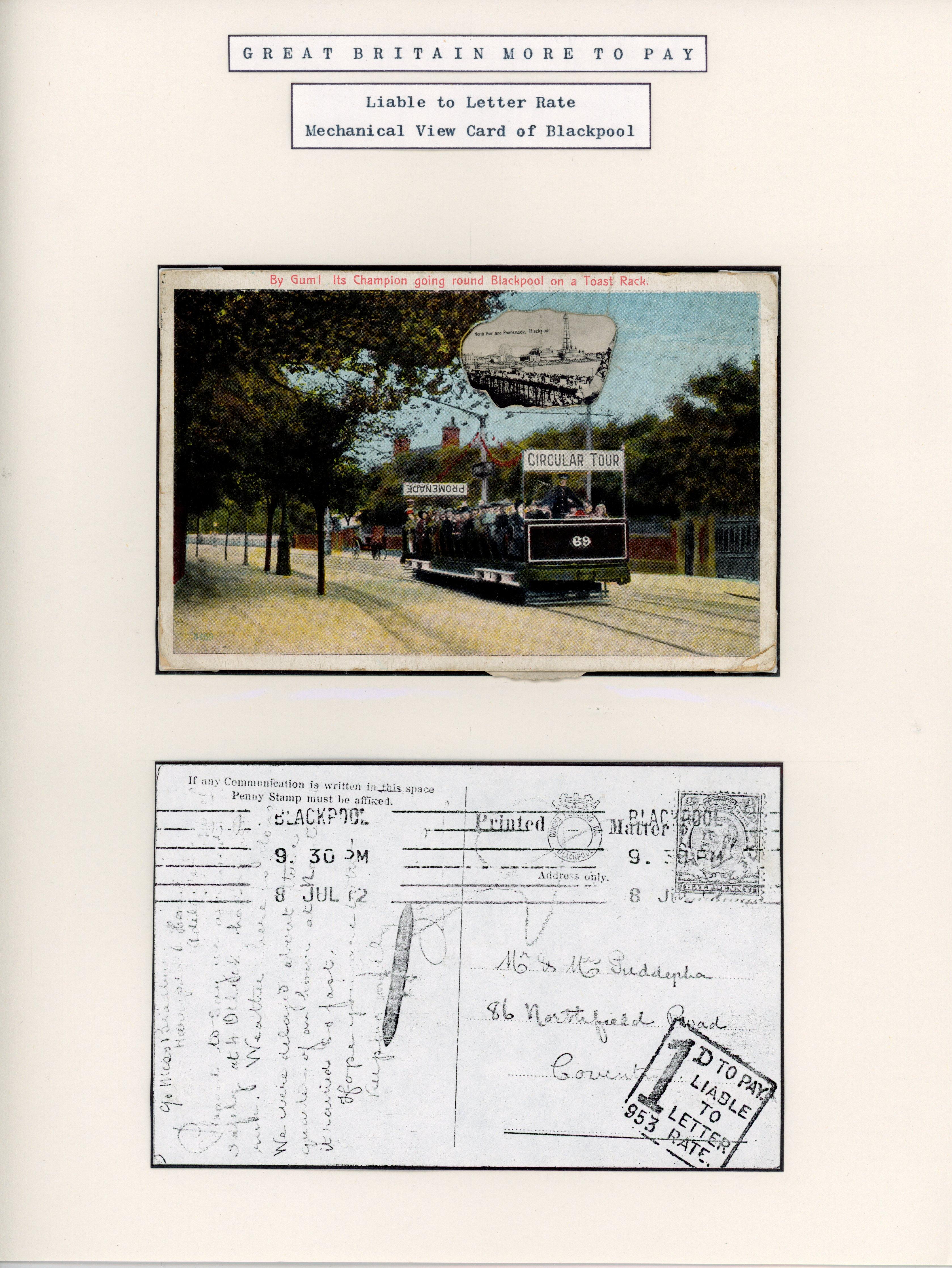 Great Britain 1912 novelty postcard with several views of Blackpool contained within