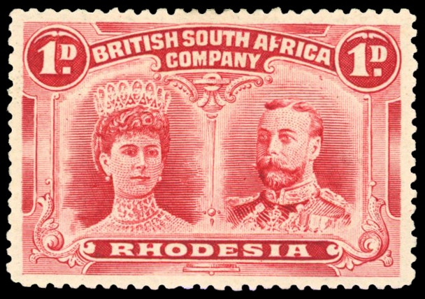 Rhodesia 1910-13 1d bright carmine perf 13½