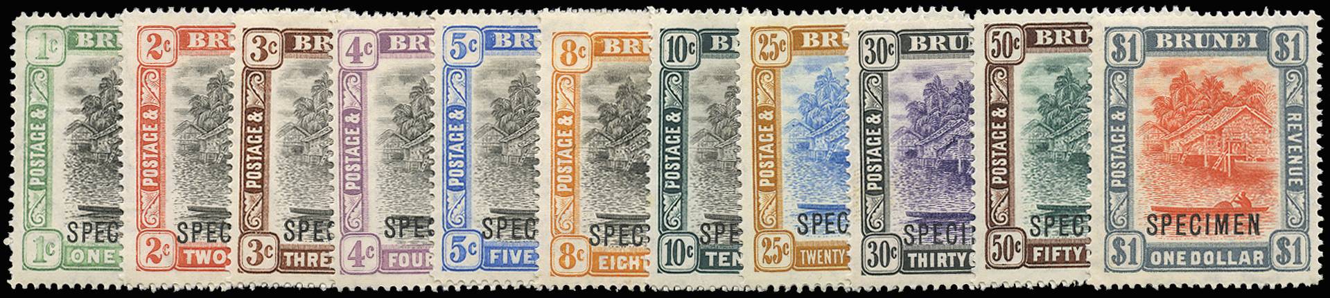 BRUNEI SG 23xs/33s 1907-10 SET OF 11 OPT SPECIMEN LPOG
