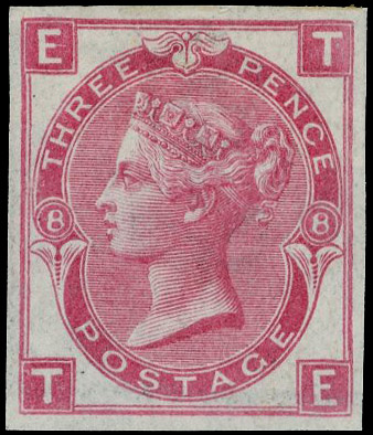 1872 3d Rose Pl.8. Very fine unused imperforate imprimatur lettered TE. Scarce one of only 22 possible examples in priva…