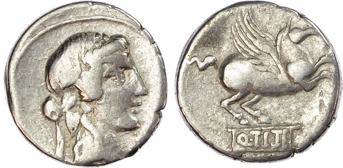 Q. Titius (90 BC) AR Denarius, Rome, 3.82g.