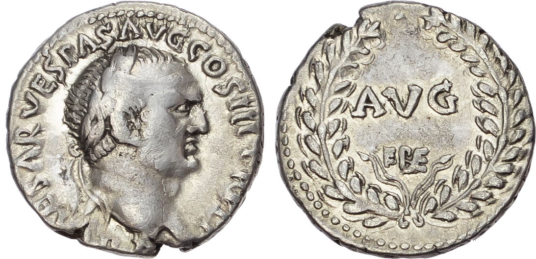 Vespasian (AD 69-79) AR Denarius, Ephesus, AD 71, 3.16g.