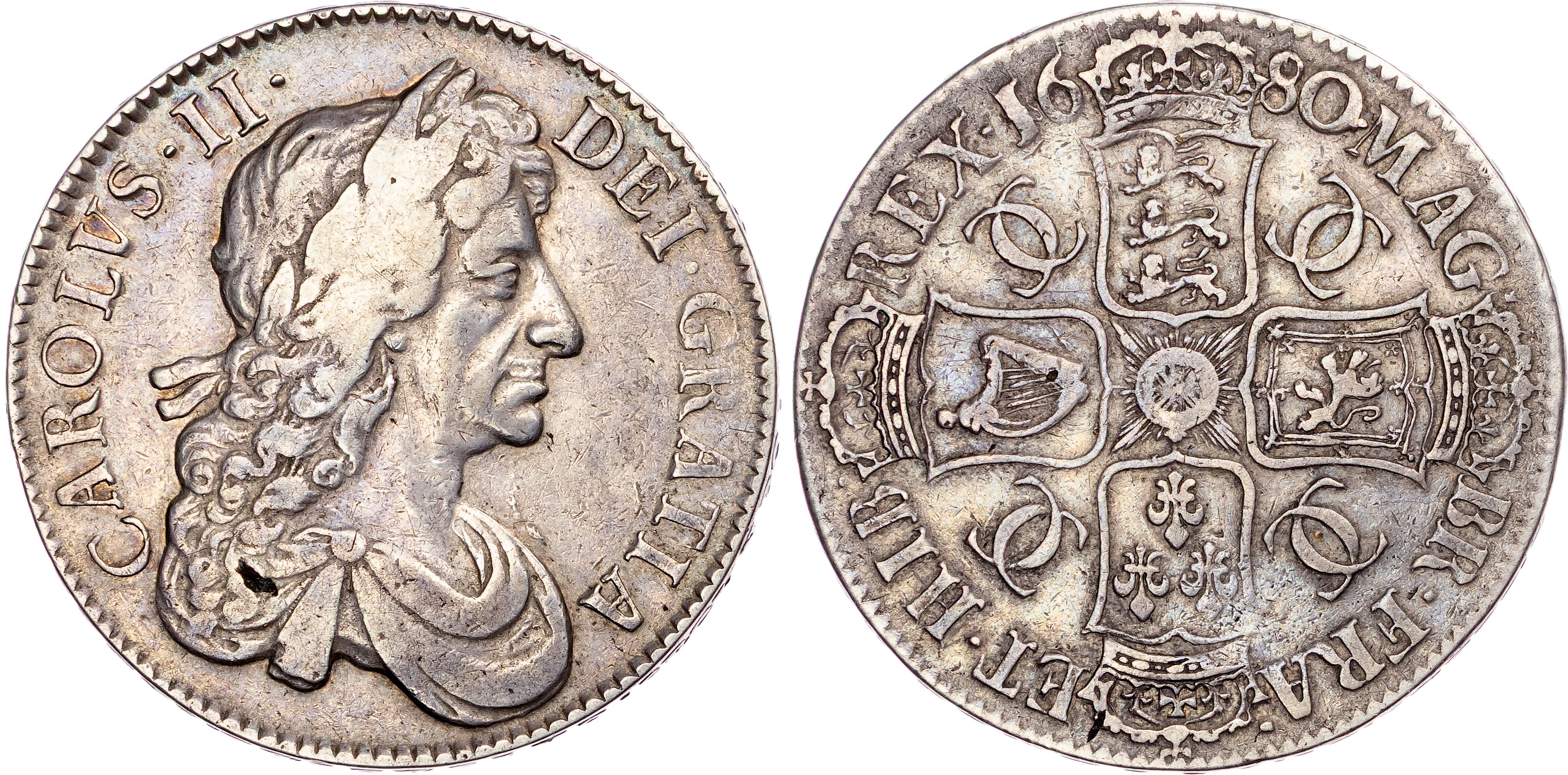 Charles II (1660‐1685), AR Crown, 1680/79 V. SECVNDO.