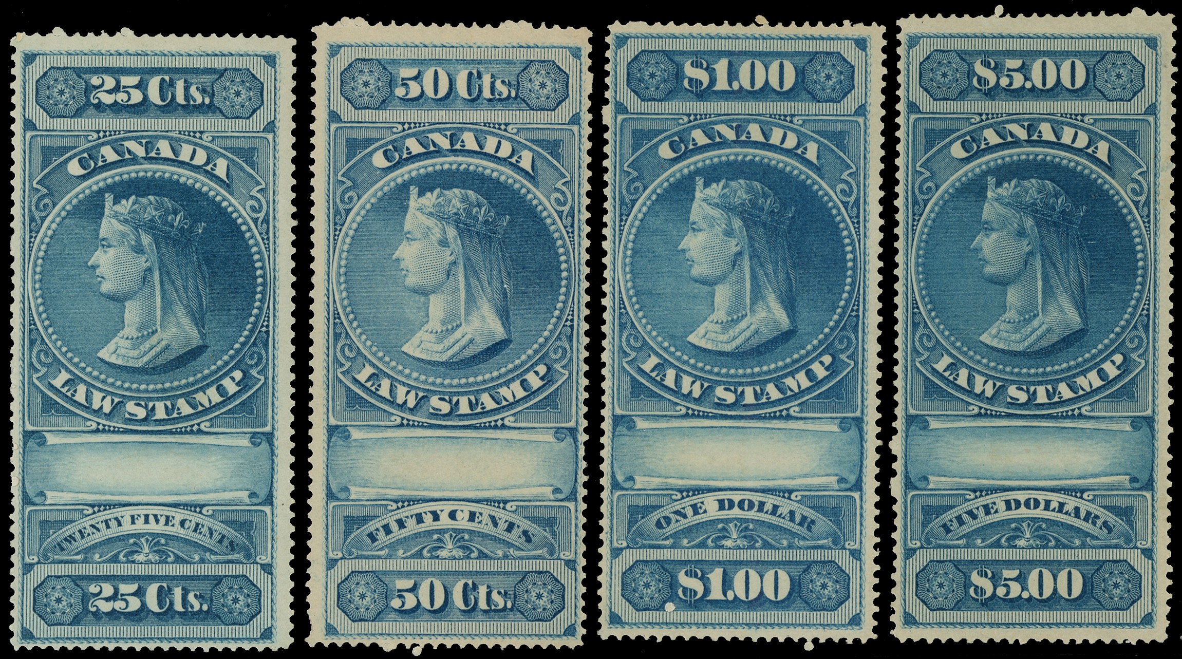 Law Stamp: 1864 10c to $5 complete set...
