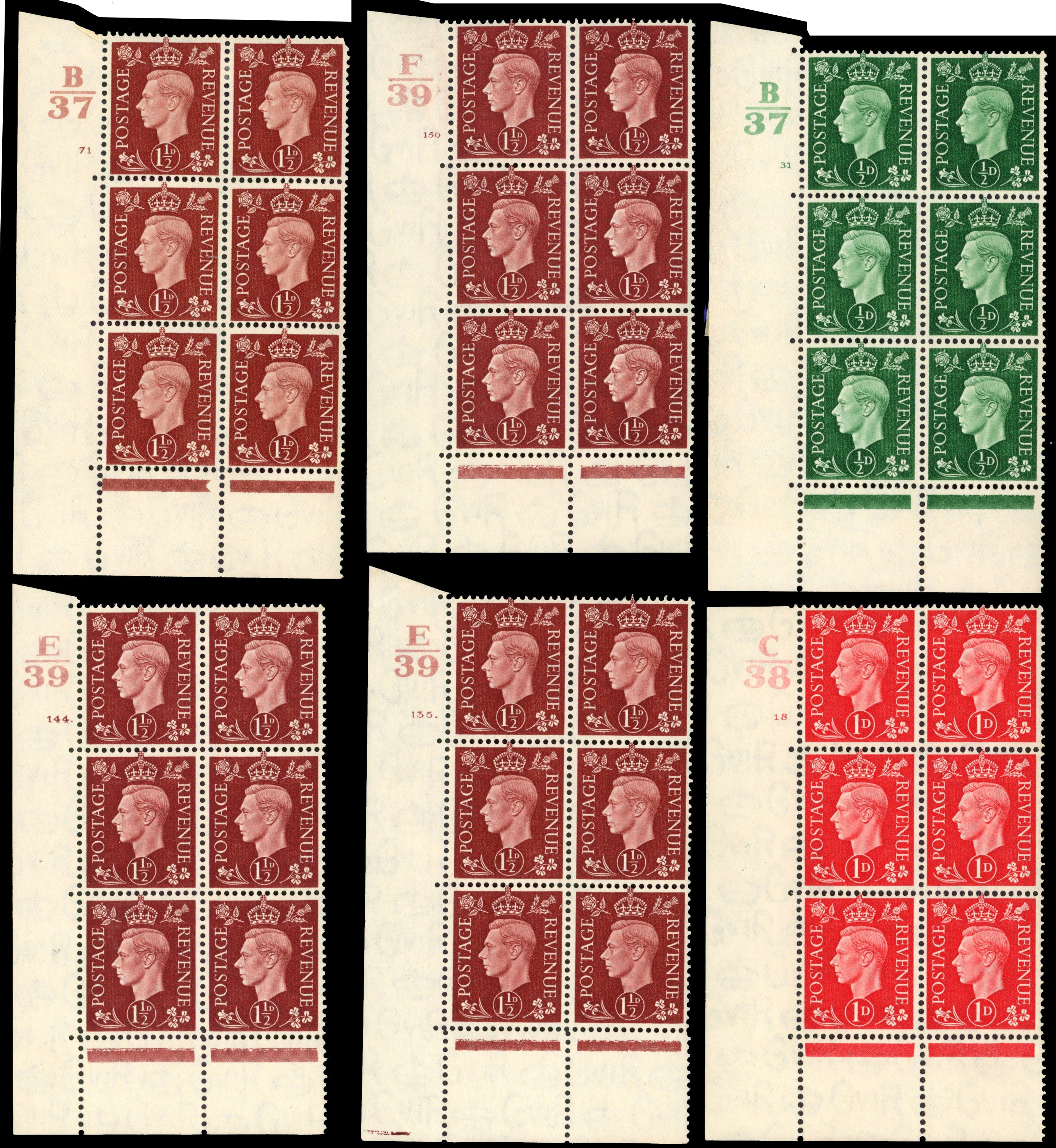 GB SG 462/489 Cylinder Blocks group mint
