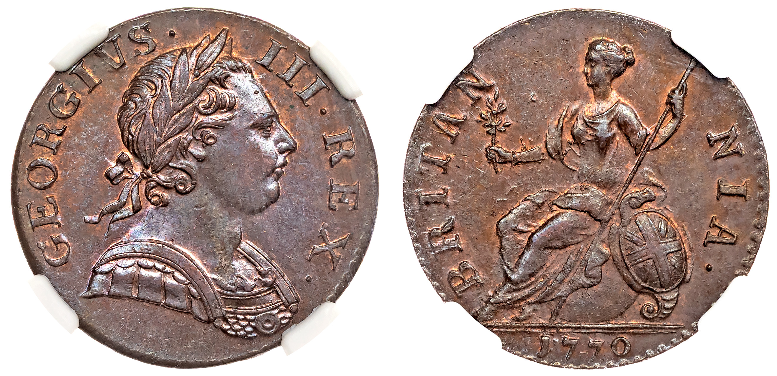 George III (1760-1820), Halfpenny, 1770. NGC MS62