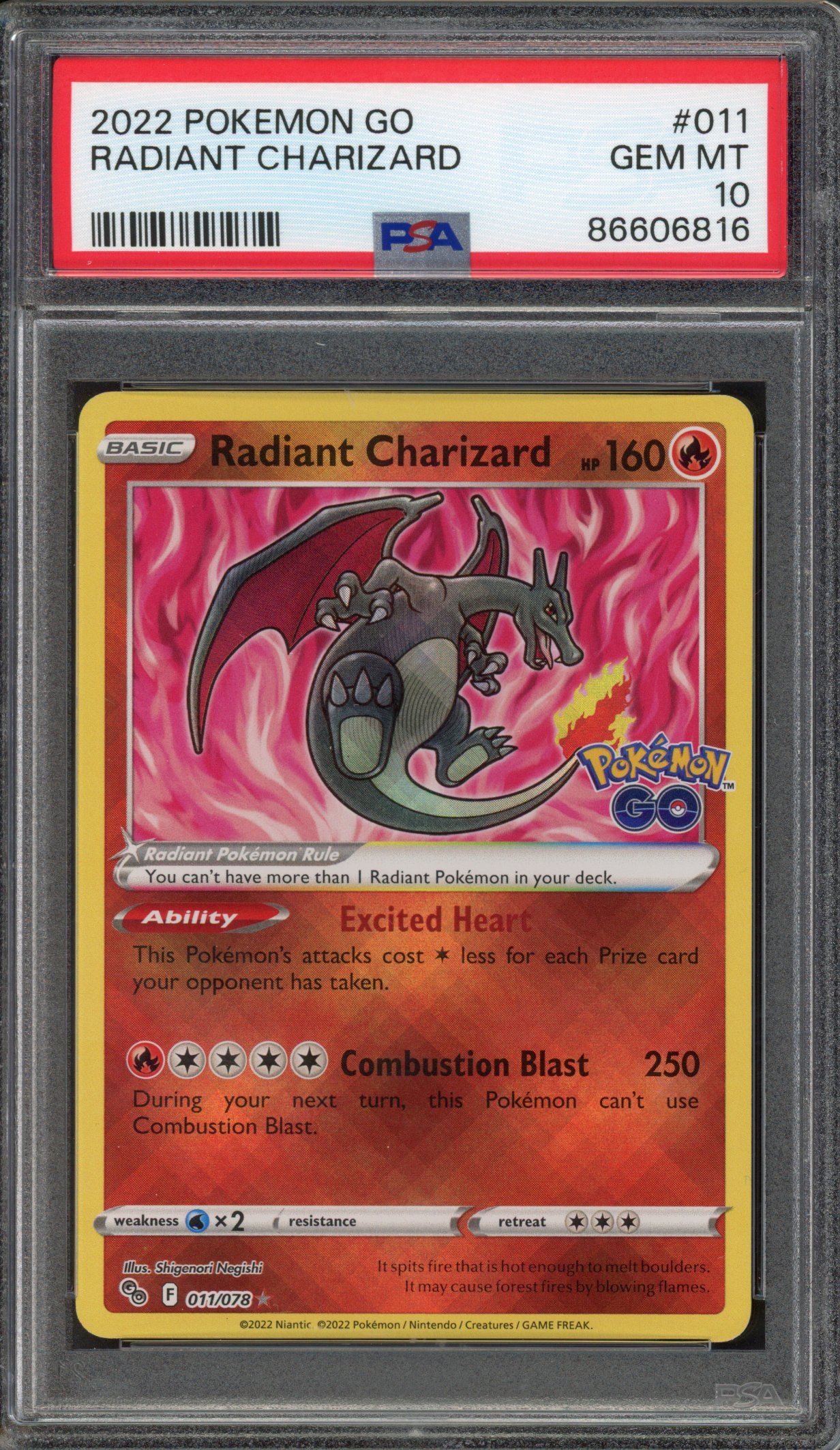 Pokémon TCG - PSA 10 Radiant Charizard - Pokémon Go 2020