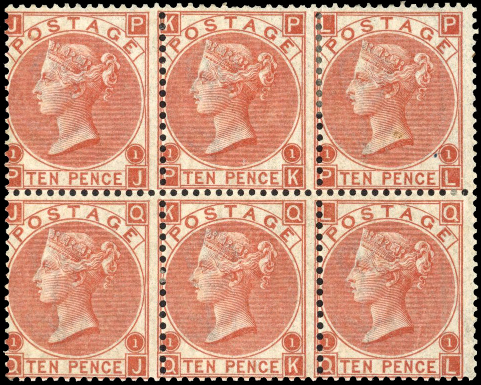GB SG 112 1867-80 10d mint block