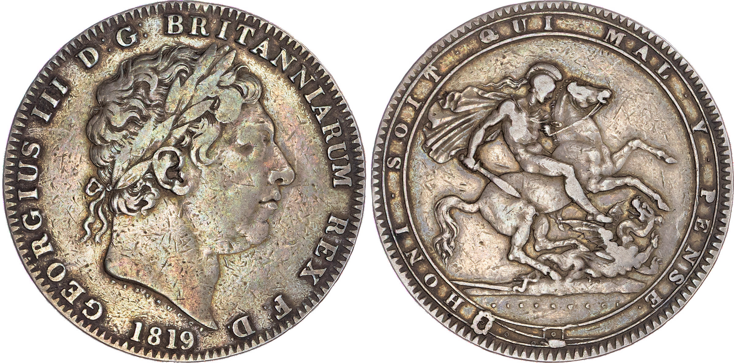 Group of milled coins from the later reign of George III (1760-1820) [3].