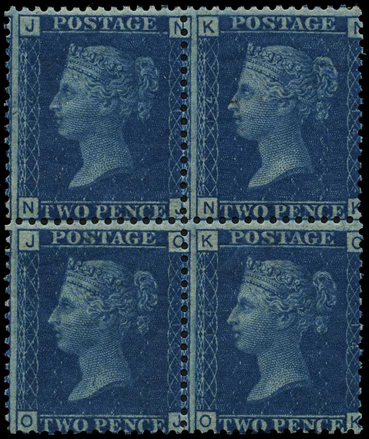 1856-76 2d deep blue Plate 14 (NJ-OK) block...