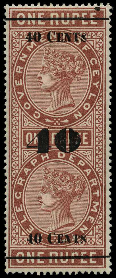 1892 40ct on 1r red-brown surcharge Type T53...