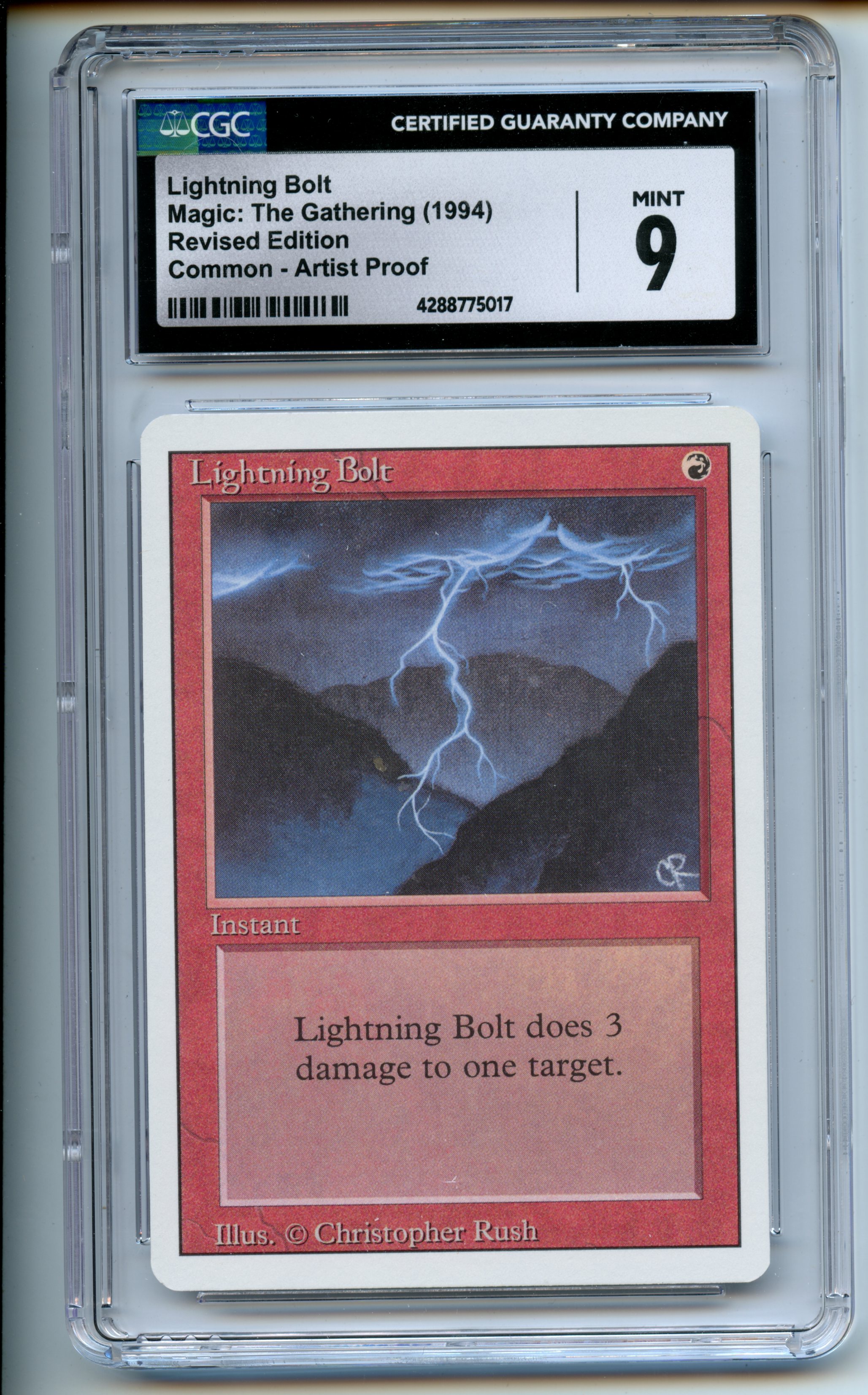 Magic: The Gathering  - Lightning Bolt  Artist Proof  - Revised  - CGC 9