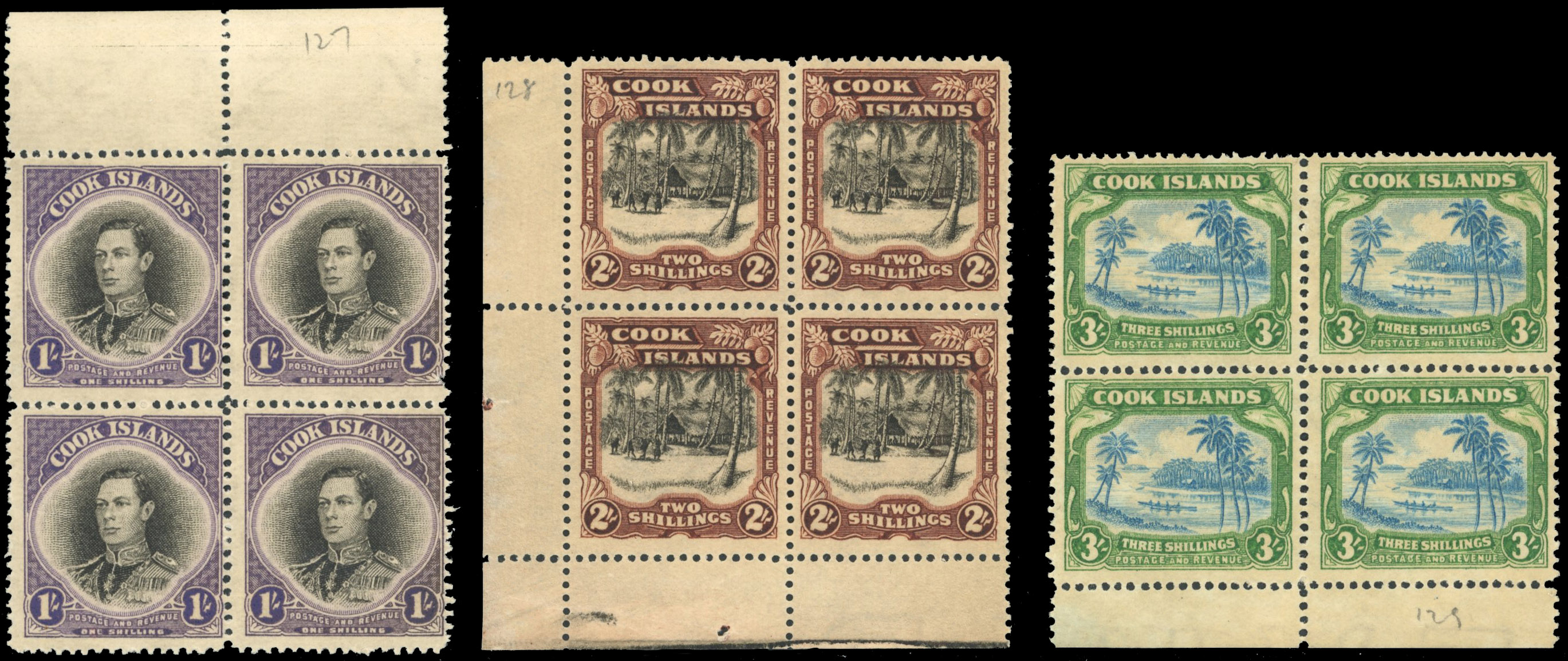 Cook Islands SG 127-9 blocks mint