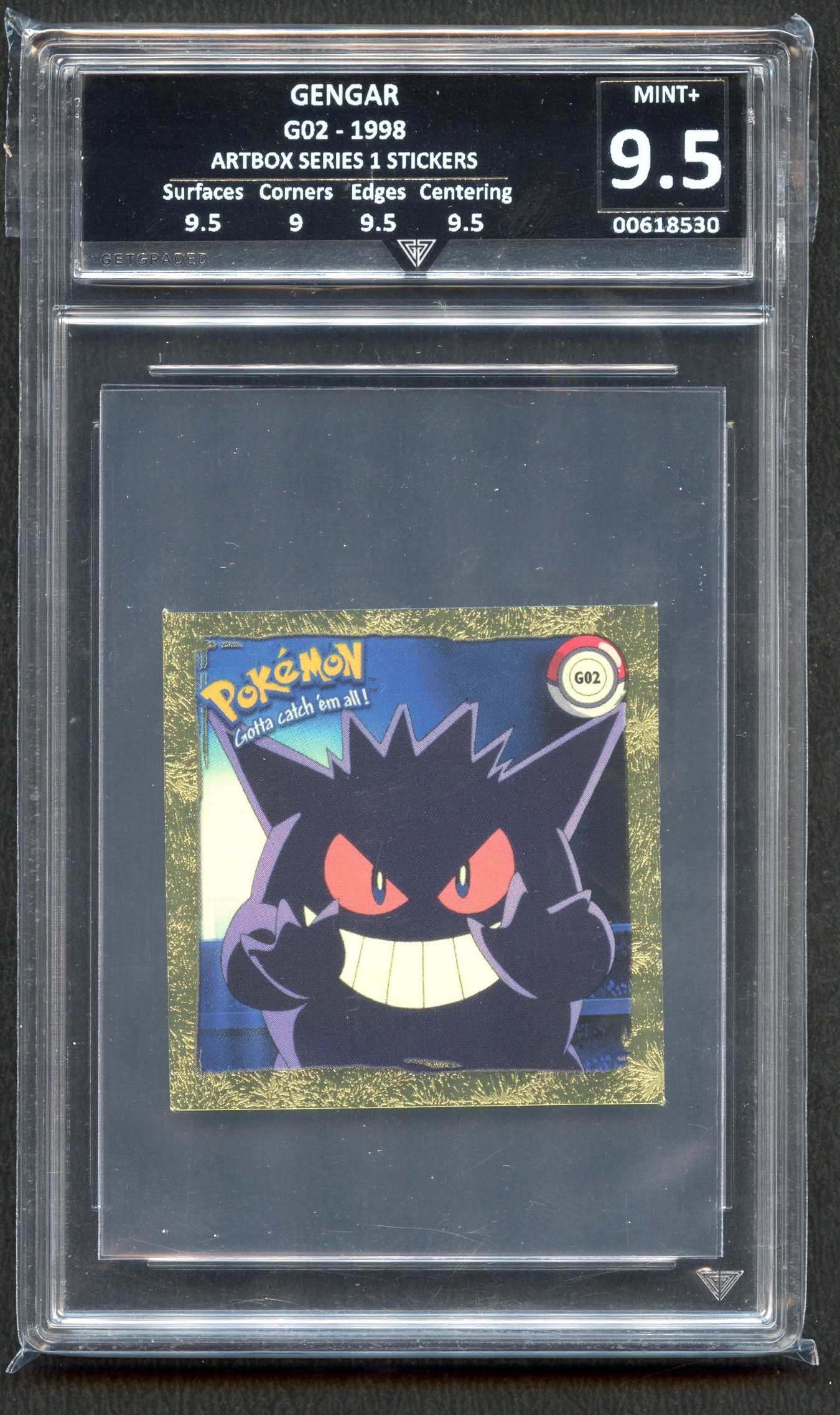 Get Graded 9.5 Gengar G02 Artbox Series 1 Sticker 1998