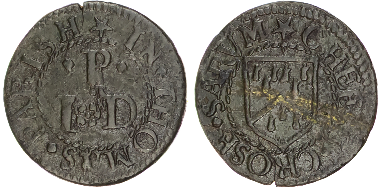 Wilts. Salisbury, IP (D) ‘Cheese Crose in Thomas Parish’ Farthing nd. 