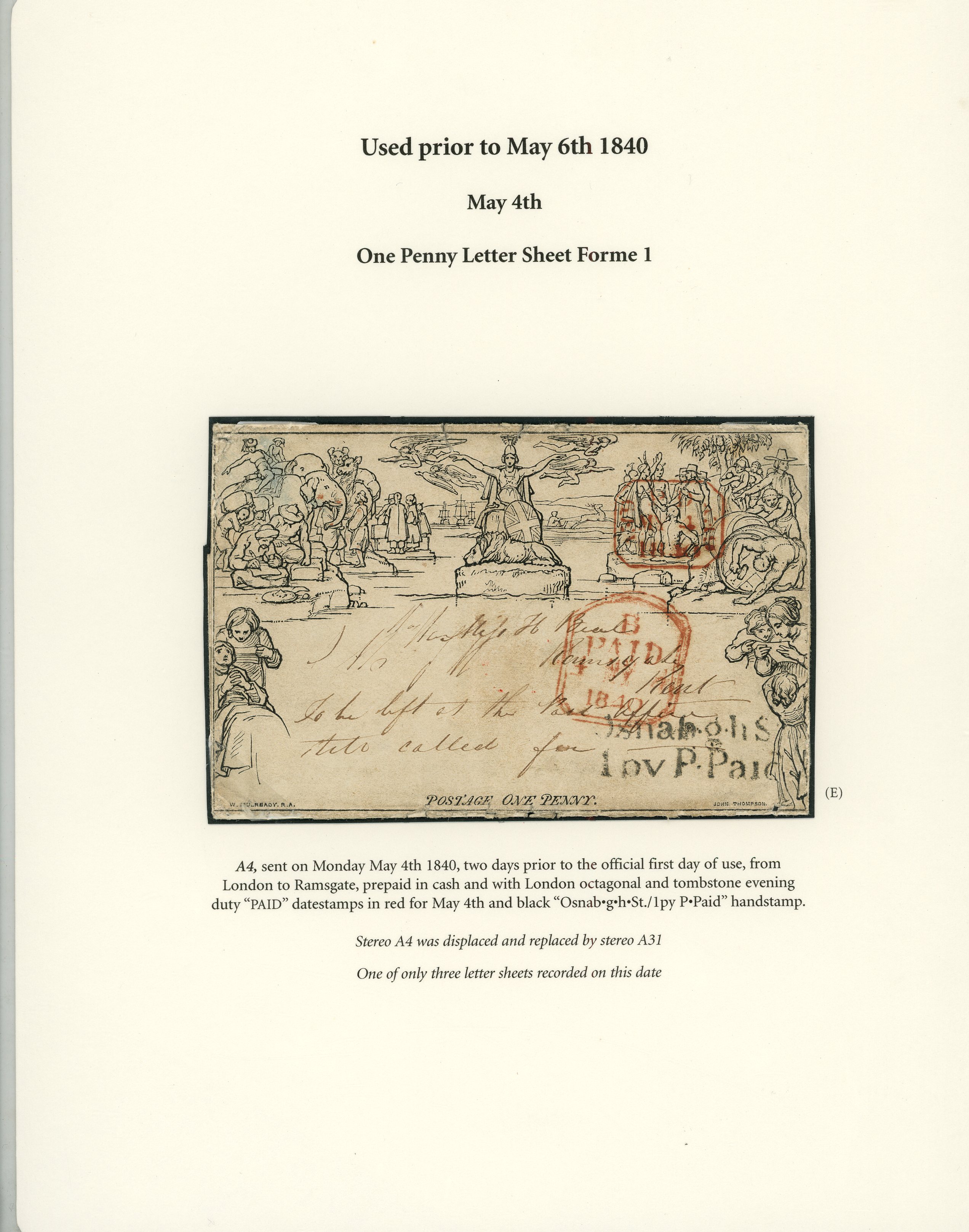 1840 1d Mulready Lettersheet (Forme 1,...