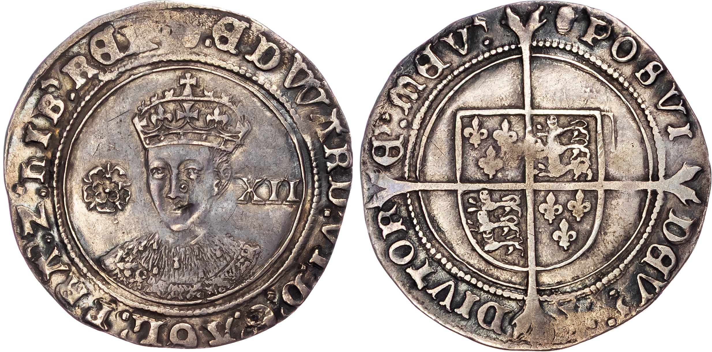 Edward VI (1547-1553), Third Period, Fine Silver Issue (1551-1553), Tower (London) mint, mm. tun.
