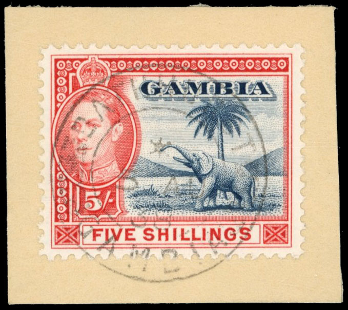 Gambia SG 160 on piece with BATHHURST postmark error
