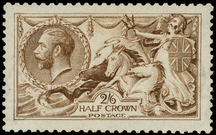1915 2/6d yellow-brown, worn plate, variety WATERMARK INVERTED & REVERSED