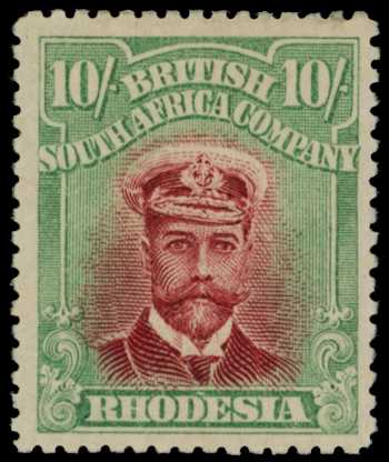 1913-7 10/- Head Die II, perf 15. Large...