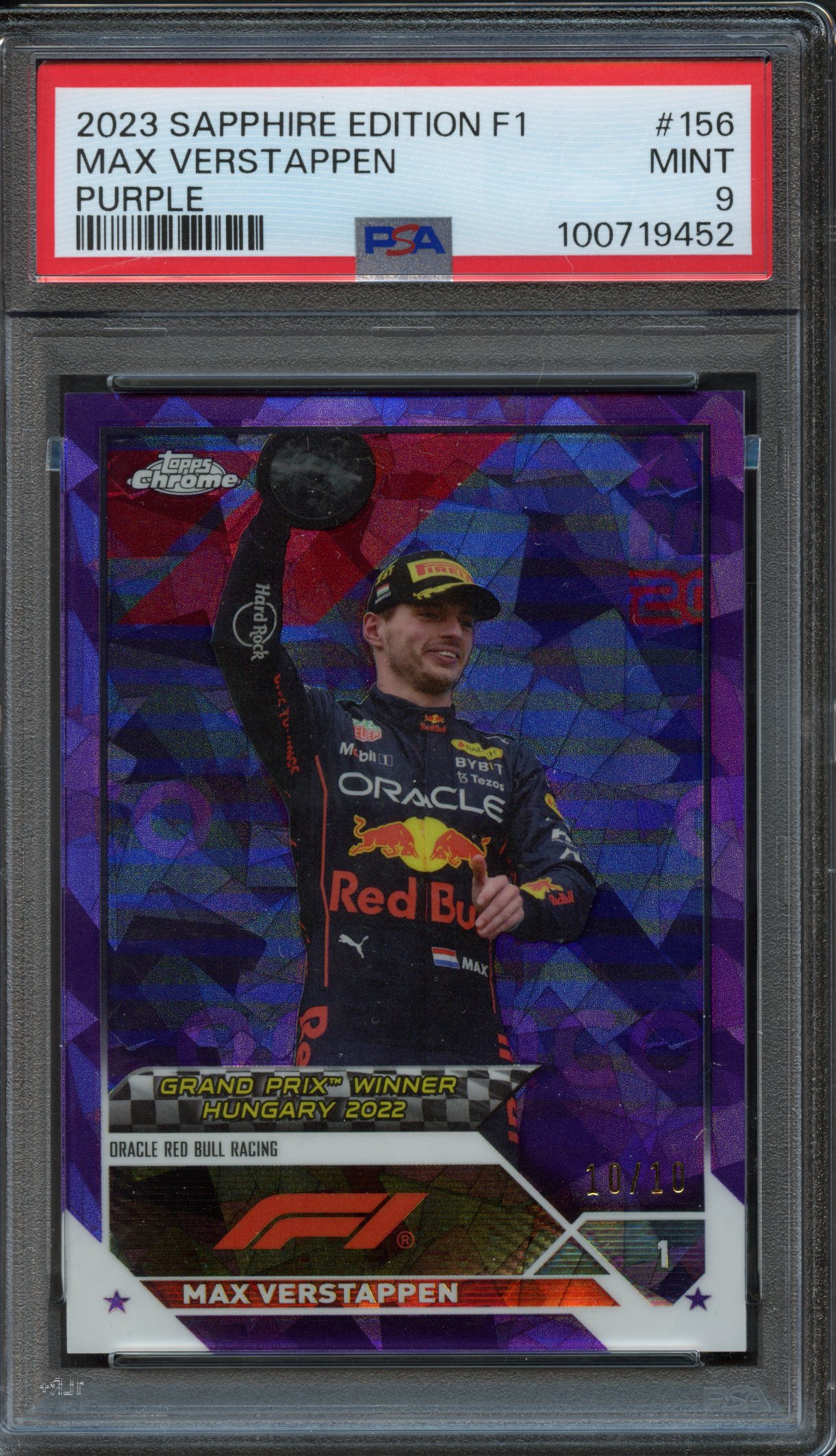 <p>PSA 9 2023 Topps Chrome Sapphire Edition F1 Max Verstappen #156 Purple</p>