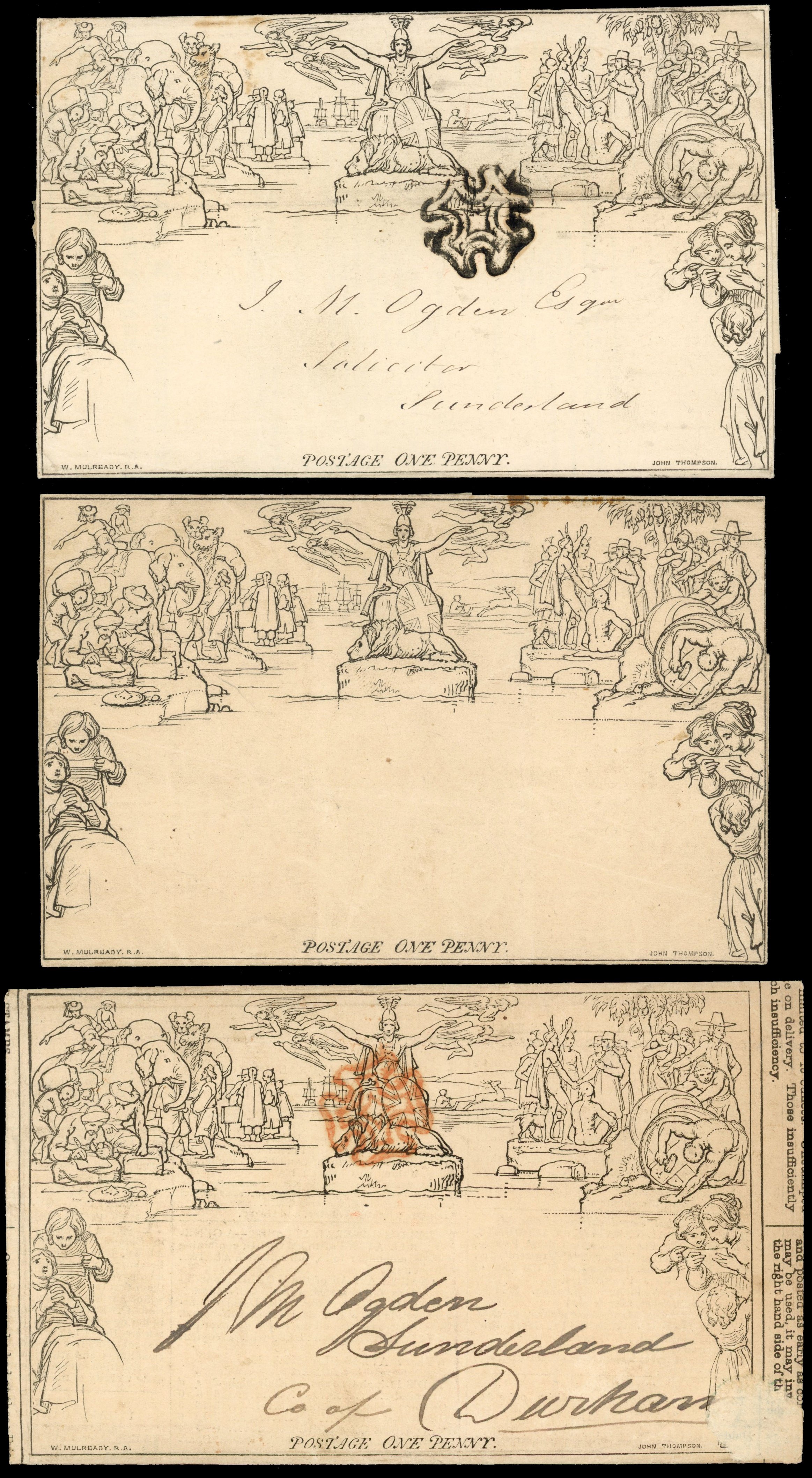 GB 1840-41 two used and one unused Mureadys